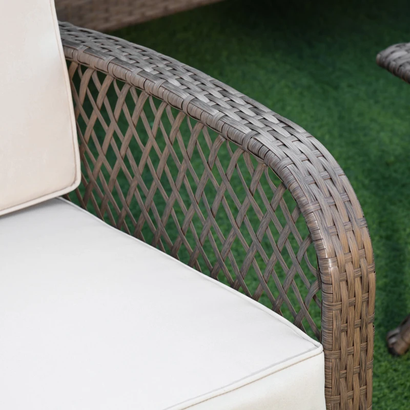 Outsunny Set Masa Scaune Canapea de Exterior Mobilier de gradina din Ratan Maro