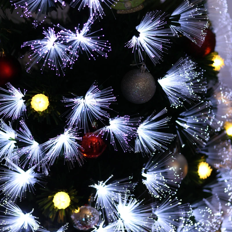 HOMCOM Pom de Craciun artificial de 150 cm cu ramuri cu 180 de becuri cu LED fibre optice