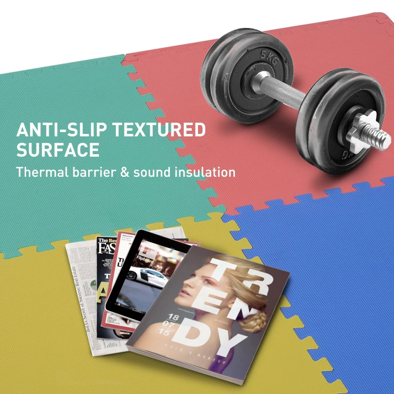 HomCom covor puzzle 32 piese 63x63cm EVA, colorat