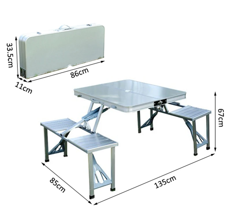Outsunny Masa de camping pliabila portabila argintiu