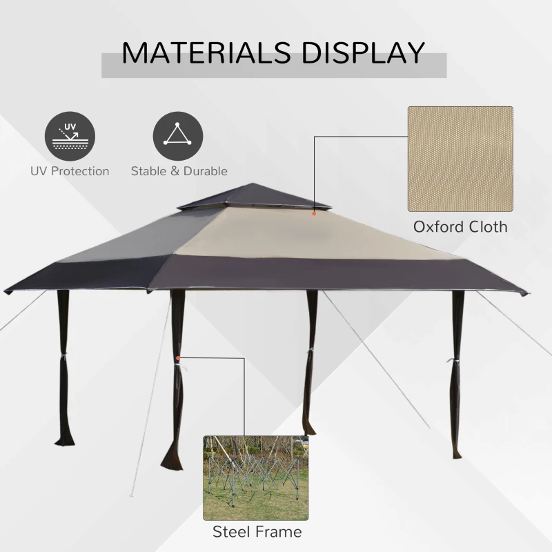 Outsunny Foisor de Gradina Pliabil 3,96x3,96m din Metal Kaki