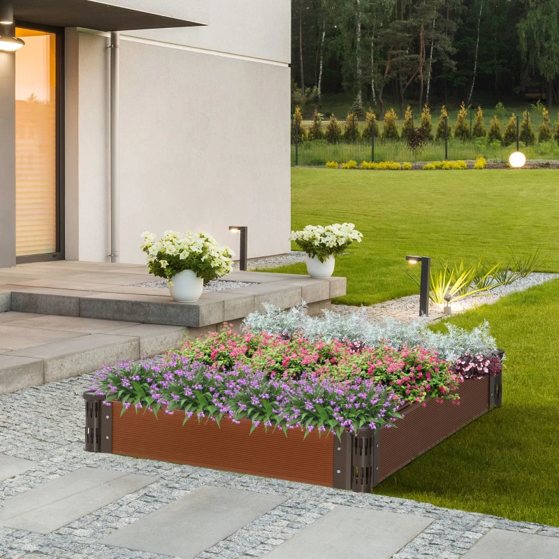 Outsunny Pat pentru Plante si Legume in aer liber de Gradina in HDPE, Maro