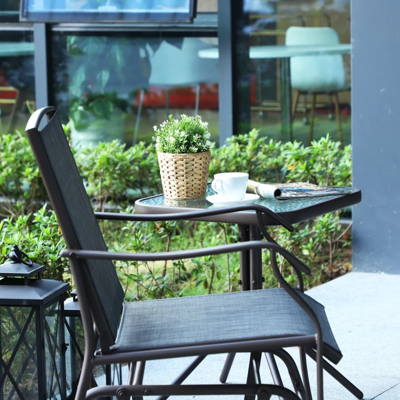 Outsunny set mobilier exterior, 2 scaune si masuta, maro si gri