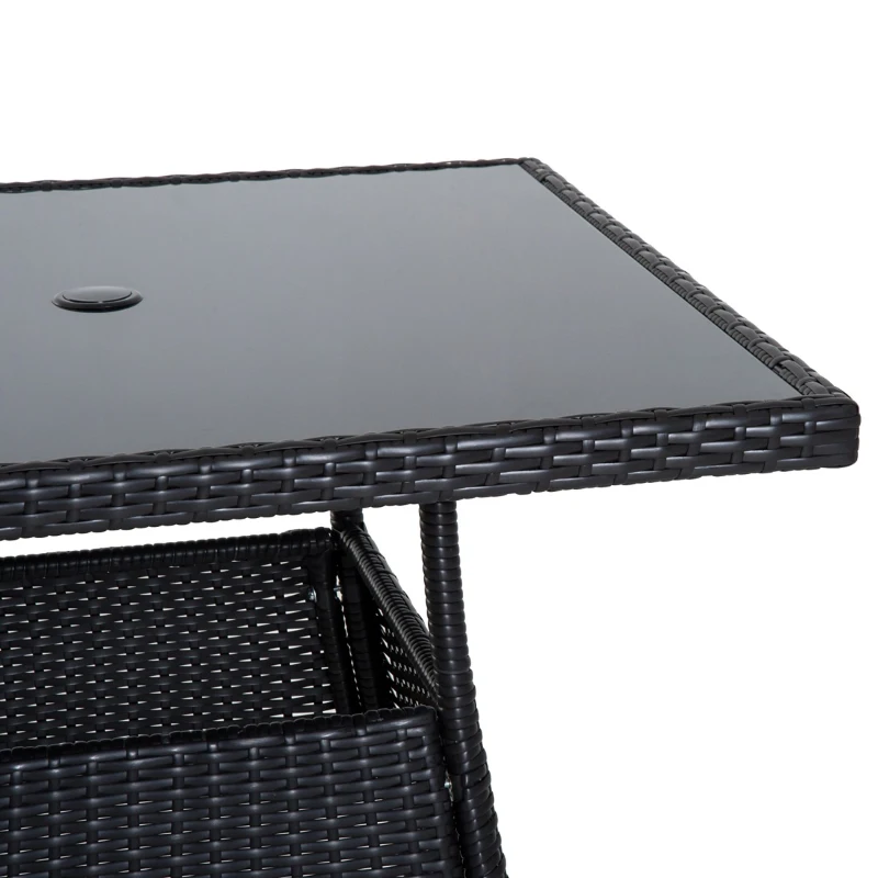 Outsunny Set Mobilier de Pranz de Extern in PE Rattan Masa cu 4 Sedie, Maro