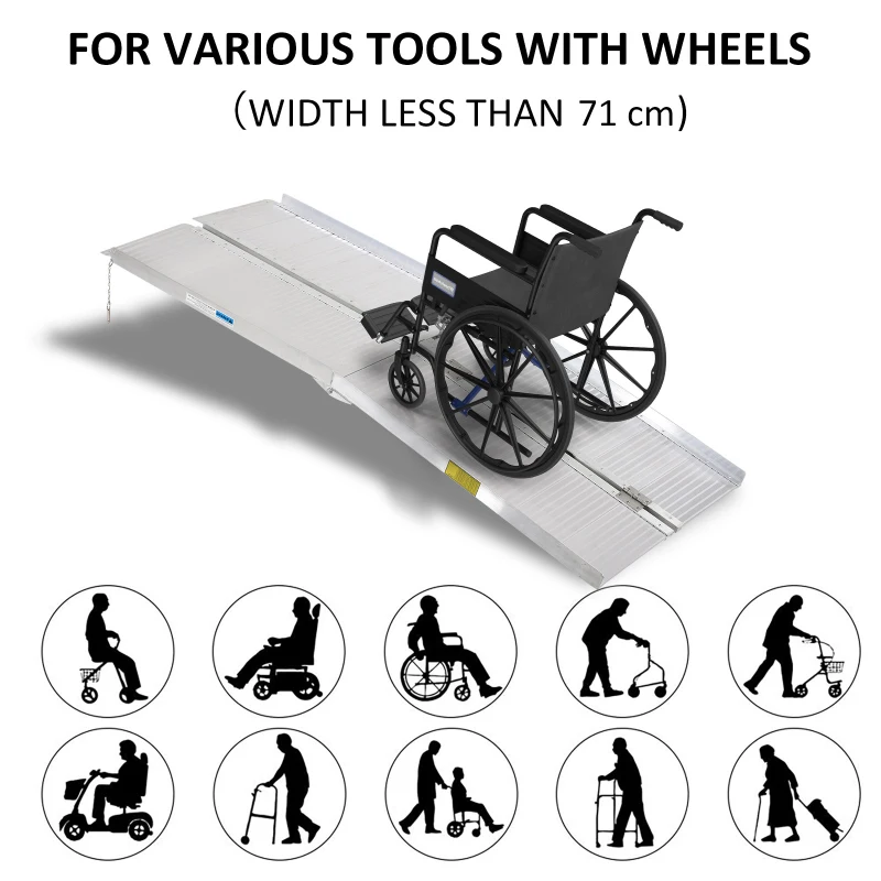 HOMCOM Rampa pliabila pentru scaun cu rotile, aluminiu antiderapant capacitate 270 kg