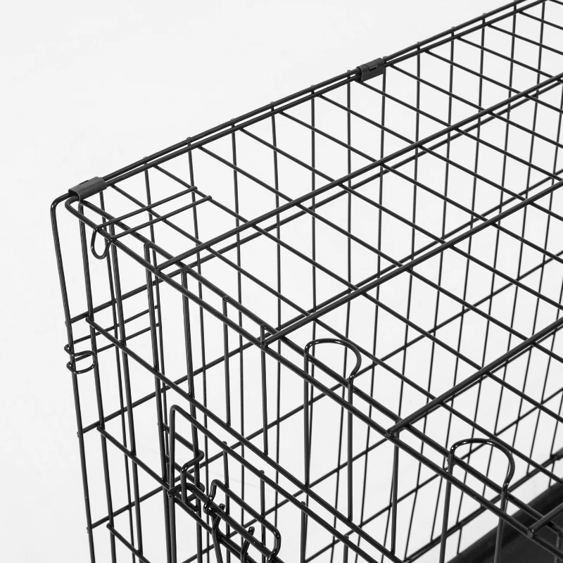 PawHut Gabbia Trasportino per Animali Pieghevole in Acciaio, 91x61x67cm