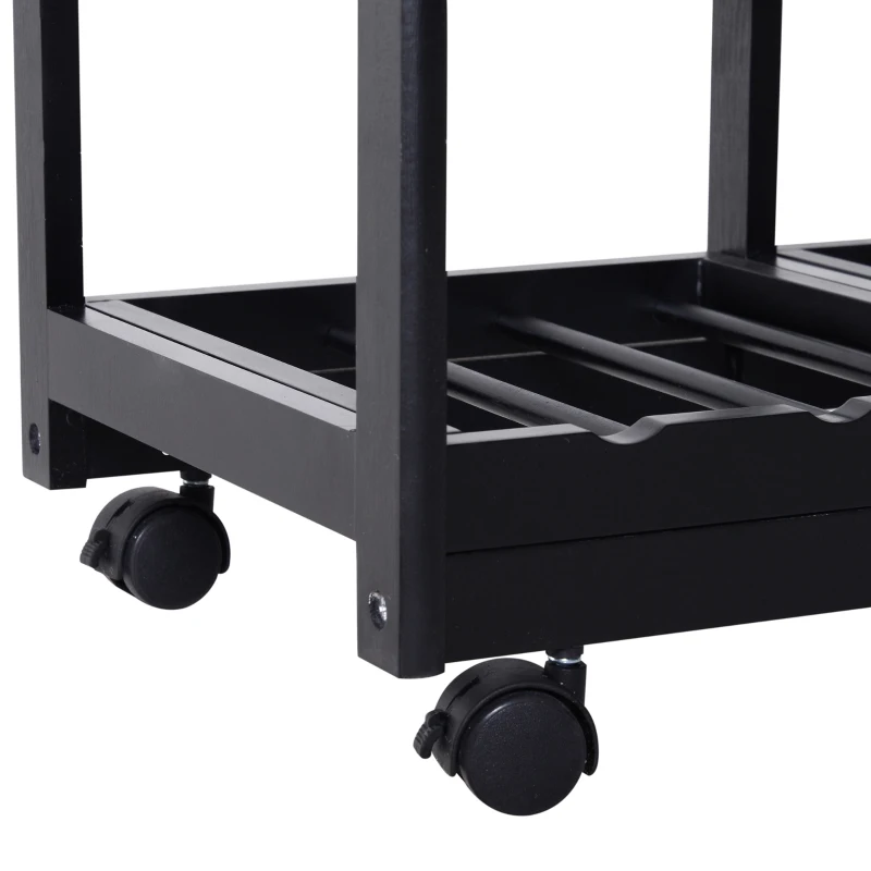 HOMCOM Cărucior de Bucătărie Multifuncțional din Lemn de Pin, 74x37x75 cm, Negru