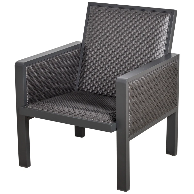 Outsunny Salon de Gradina cu Canapea de Exterior din Ratan Set 4 Buc Gri