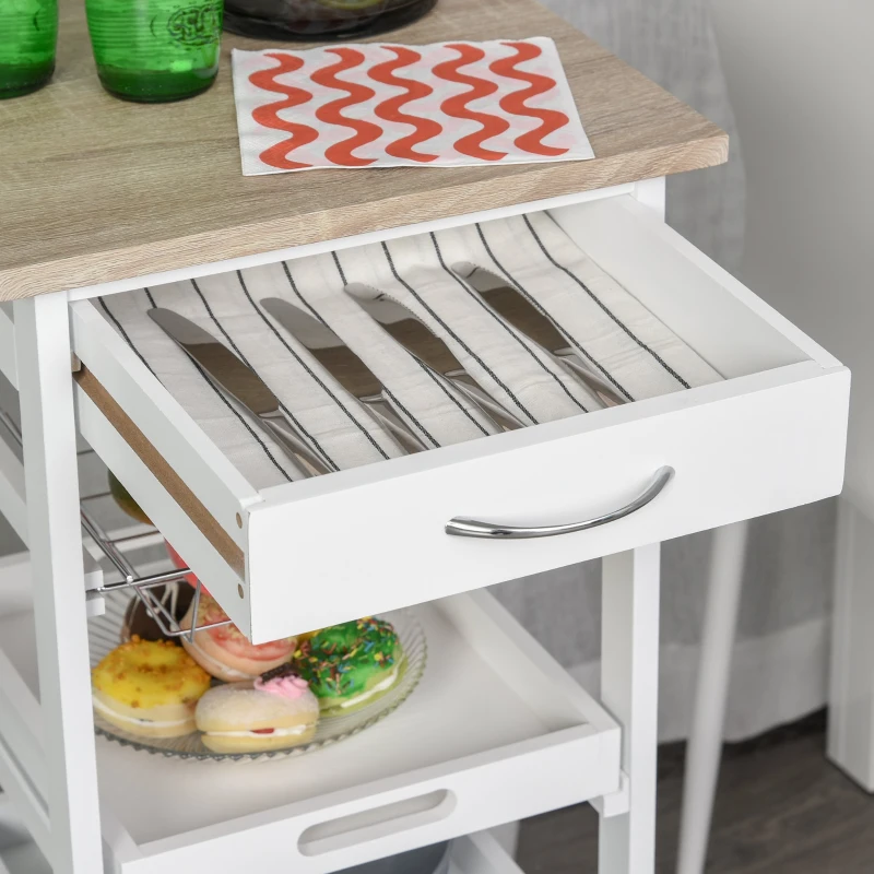 Homcom Carucior Bucatarie Alb – Compact & Eficient, 82 cm