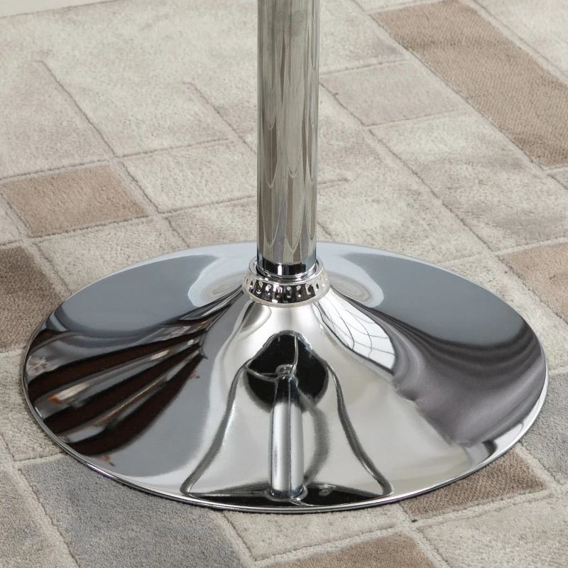 HOMCOM Masa Moderna de Bar sau de Bucatarie Rotunda din Metal si Imitatie de Piele Neagra