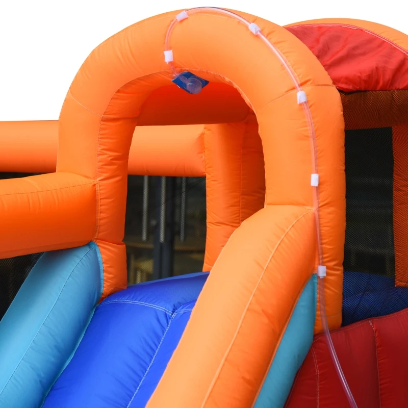 Outsunny Joc Gonflabil pentru Copii cu Tobogan, Trambulina si Pompa Electrica