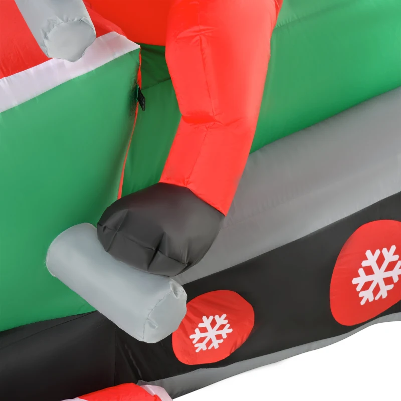 HOMCOM Mos Craciun gonflabil pe Snowmobil cu Lumini LED Integrate pentru Exterior