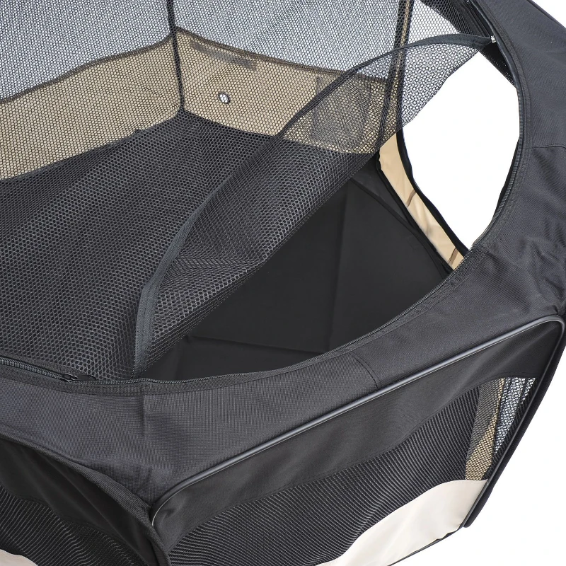 PawHut Box per Animali Cani Gatti recinzione per Cuccioli pieghevole, bianco-nero, 125x48x58cm