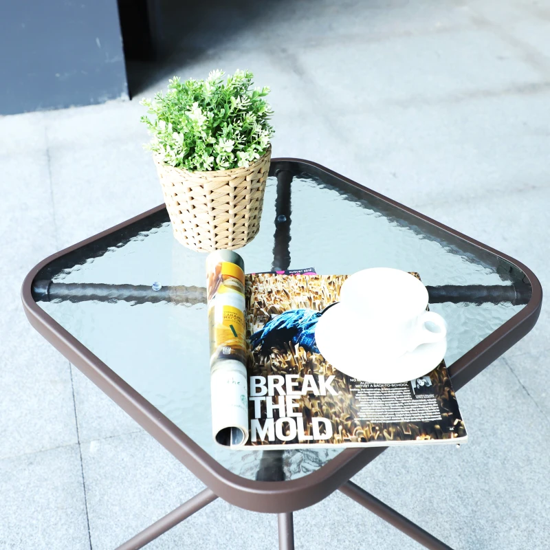 Outsunny set mobilier exterior, 2 scaune si masuta, maro si gri