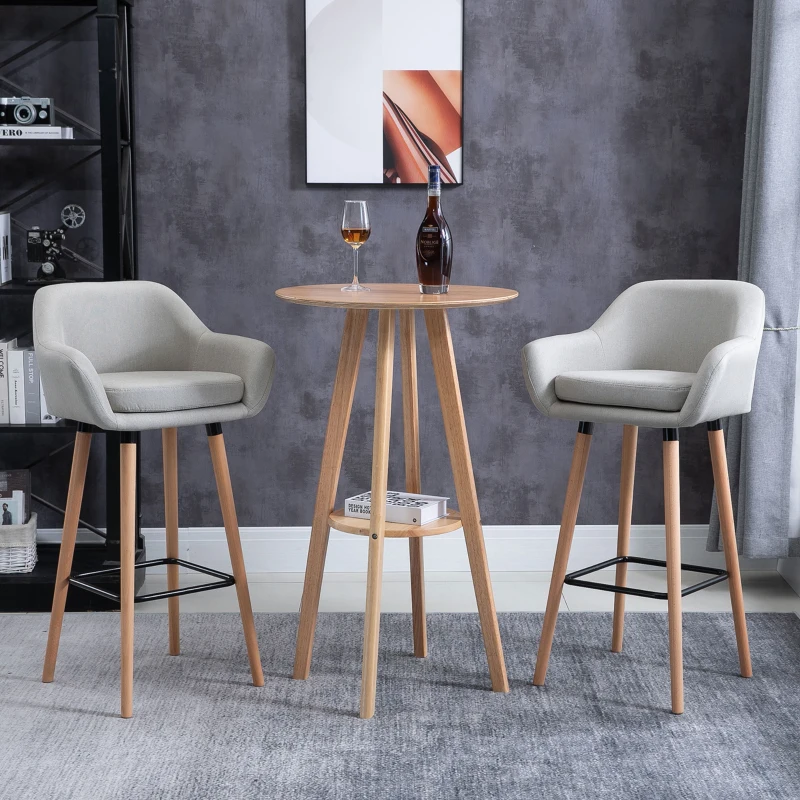 HOMCOM Masa inalta pentru bar sau bucatarie, Rotunda din Lemn Design Scandinav