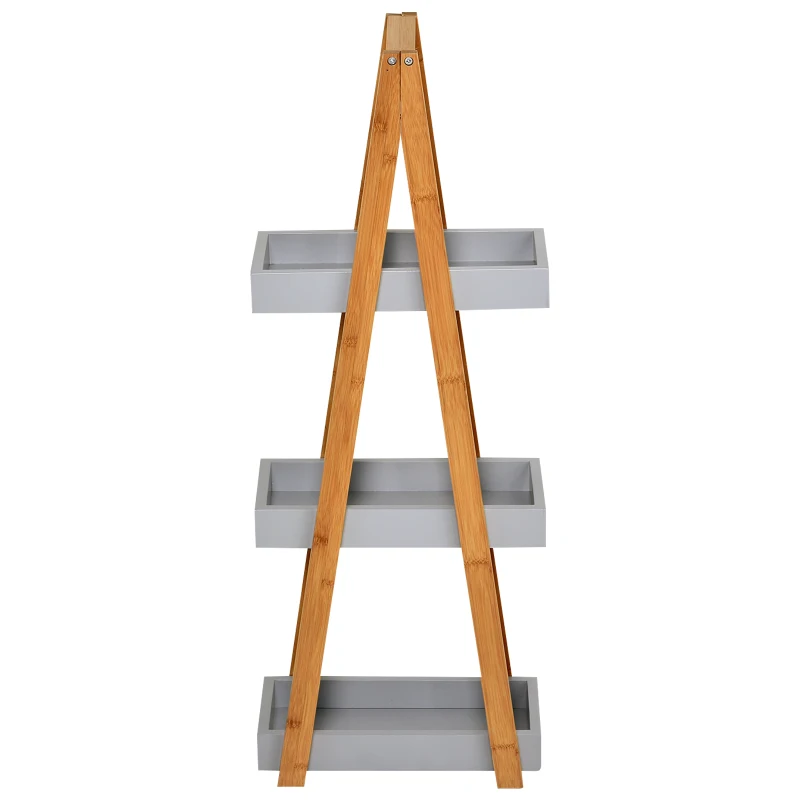 Kleankin Raft pentru baie din MDF si bambus, 30x18x81cm, gri