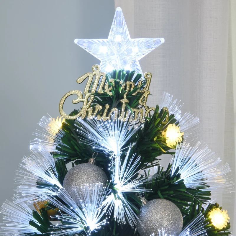 HOMCOM Pom de Craciun artificial de 150 cm cu ramuri cu 180 de becuri cu LED fibre optice