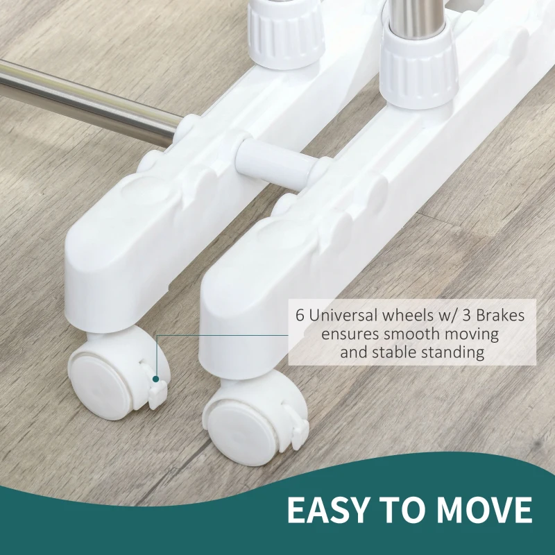 HOMCOM Suport pentru imbracaminte şi pentru Rufe Extensibil cu 3 nivele şi roti din Otel