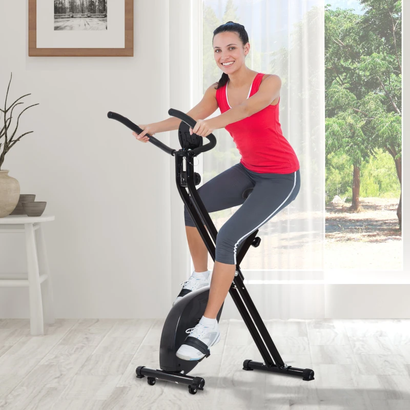 Bicicleta de exercitii pliabila HOMCOM cu afisaj si 8 nivele de rezistenta(m-2)