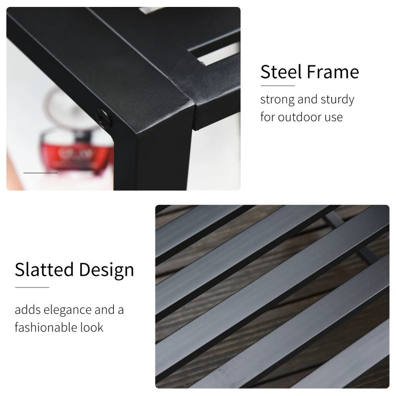 Outsunny Set Masuta si Scaune de Gradina de Exterior din Metal Negru