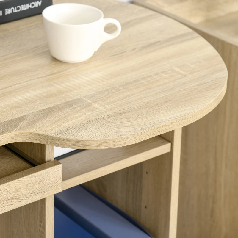 HOMCOM Birou PC pentru Birou cu Rafturi, Sertare si Polita Superioara din Lemn, 125x60x74 cm(m-9)