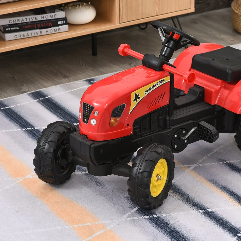 HOMCOM Tractorcu pedale si Excavator control manual pentru copii 3-6 ani rosu