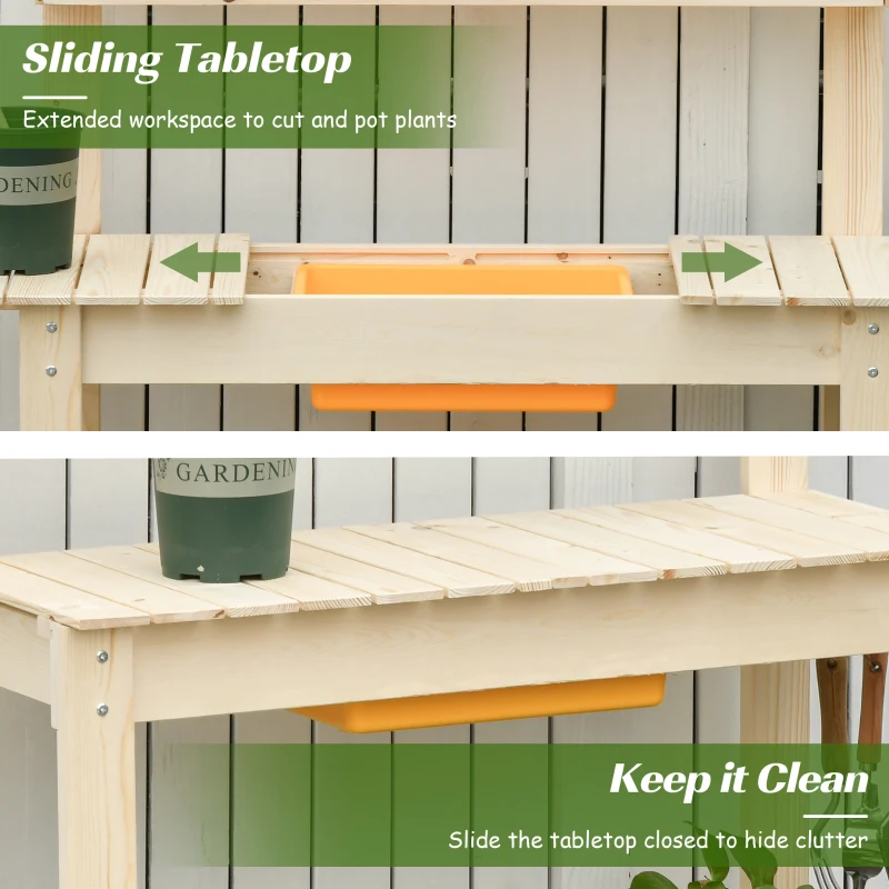 Outsunny blat de lucru pentru gradinarit, 100x40x140cm, lemn