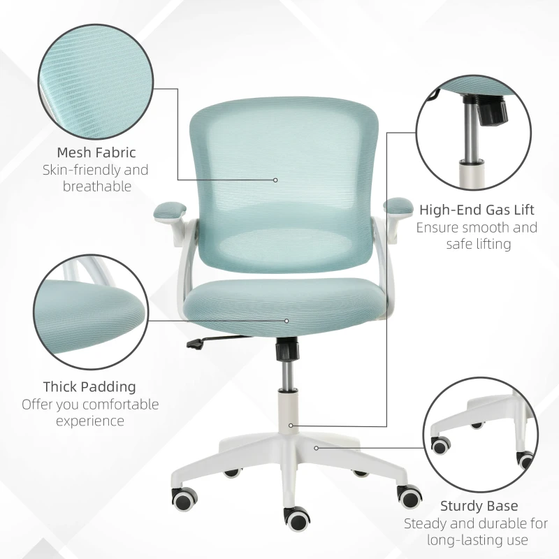 Vinsetto Scaun de Birou Ergonomic Spatar din Plasa si Sezut Capitonat Albastru