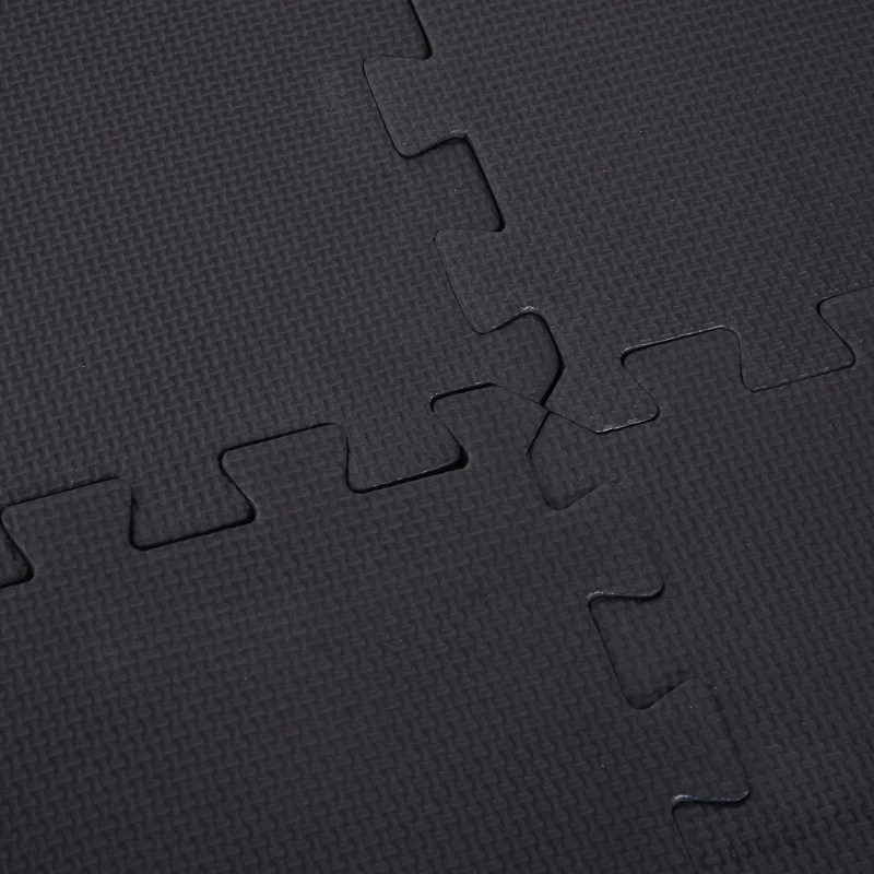 HOMCOM Covor Puzzle in EVA pentru Casa si Sala Nealunecoasa 8 Bucati cu Margini,Negru 63.5x63.5x2cm