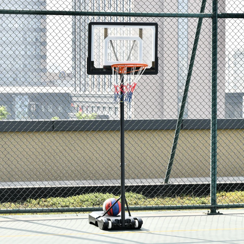 HOMCOM Cos de Basket cu Înaltime reglabila 160-210 cm din otel si baza cu roti