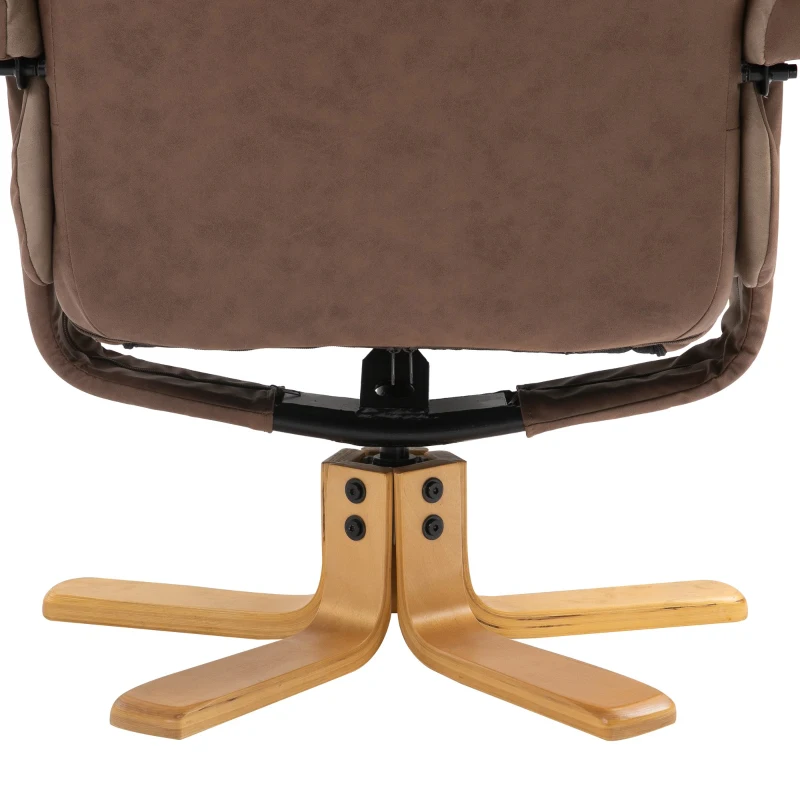 Homcom Fotoliu Rotativ si Rabatabil cu Pouf Coordonat di Piele Ecologica Maro