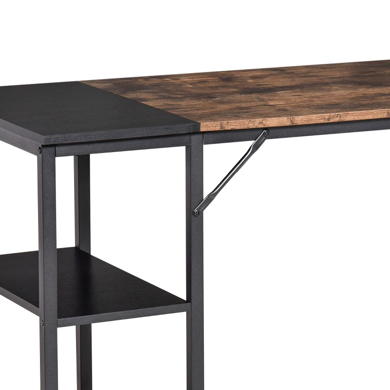 HOMCOM birou reversibil, cu 2 rafturi, 120x60x76cm