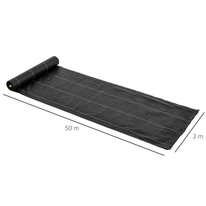 Outsunny Foaie Neagra de Mulci 50x2m pentru Gradina, Sera, Gradina Drenaj