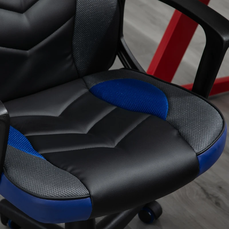 Vinsetto Scaun de Gaming Fotoliu de Birou Rotativ cu Roti din Piele ecologica Negru si Albastru