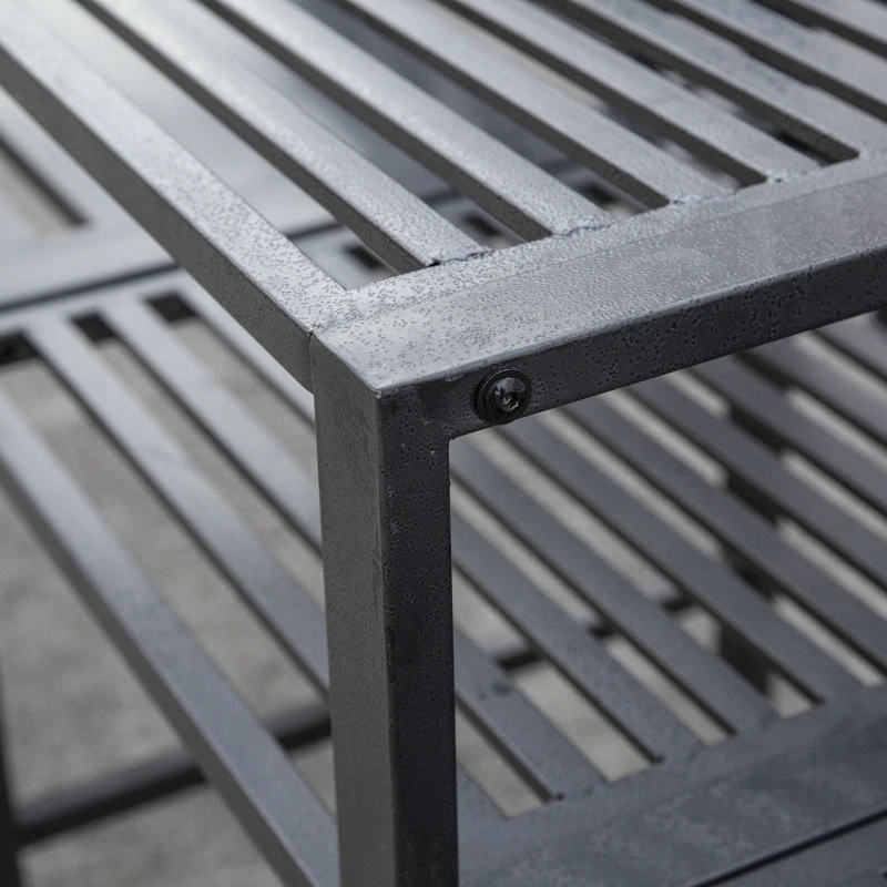 Outsunny Set 2 Scaune cu Masuta de cafea si gaura pentru Umbrela in metal, Negru