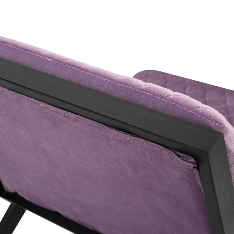 Homcom Fotoliu Captusit din Otel si Poliester Efect Matlasat Design Modern Mov si Negru