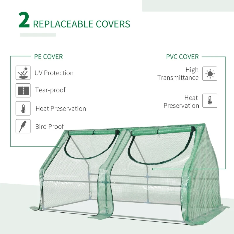 Outsunny Sera pentru Gradina de Legume cu 2 Folii PE si PVC Vara si Iarna, din Otel