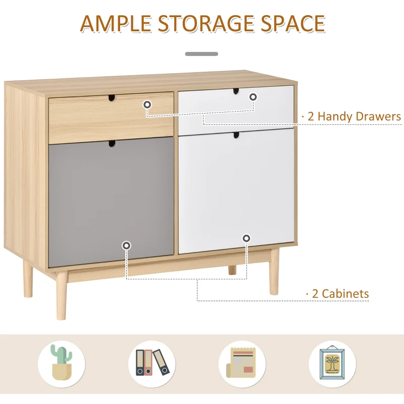 Homcom Dulapior Multifunctional Nordic – 2 Usi & Sertare 100×40×79,5 cm