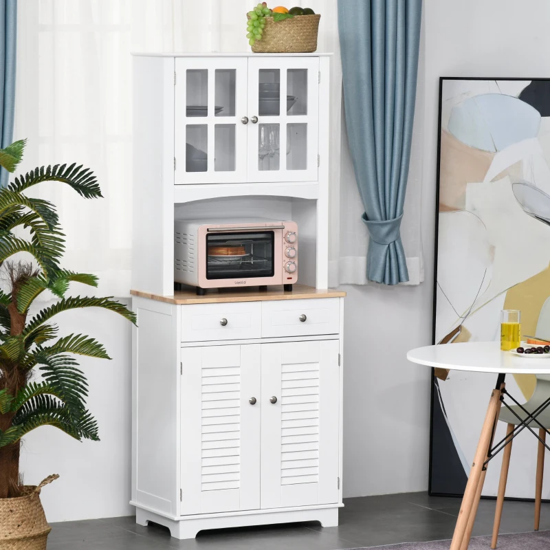 Homcom Bufet Bucatarie Lemn Alb – Dulap Spatios cu Design Elegant(m-2)