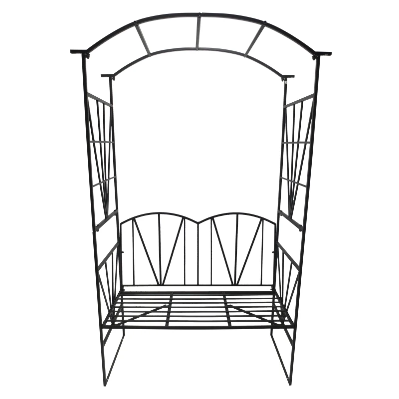 Outsunny Bancuta de Gradina 2 Locuri cu Bolta pentru Plante, Negru 115x59x203 cm