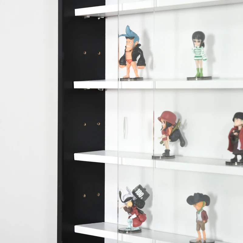 HOMCOM Panou pentru Colectionari cu 5 Etajere Polite Reglabile din Lemn Negru(m-4)