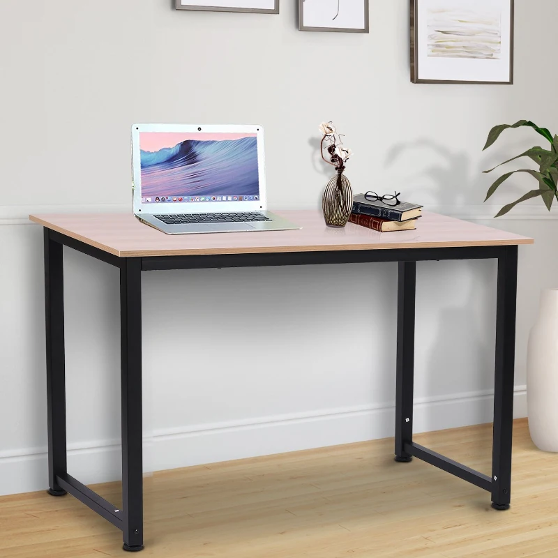 Homcom Tavolo Scrivania in Legno MDF Color Rovere e Gambe in Metallo Nero