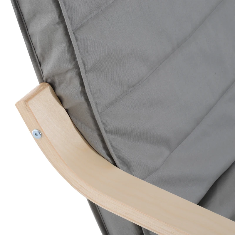 HOMCOM Fotoliu Relax cu Suport pentru Picioare pe 5 Niveluri si Tetiera din Lemn de Mesteacan