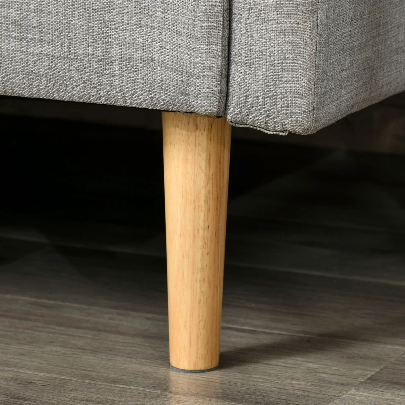 HOMCOM Canapea Extensibila pe Colt cu 3 Locuri din Tesatura Gri Reglabila Stil Scandinav(m-9)