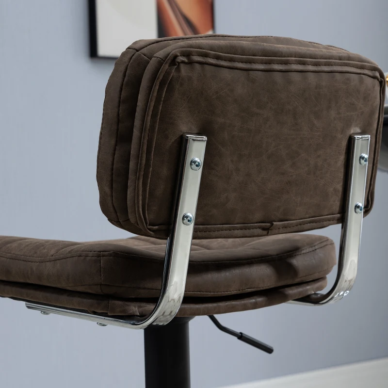 HOMCOM Set 2 Scaune de Bar Pivotante din Imitatie de Piele Inaltime Reglabila Negru