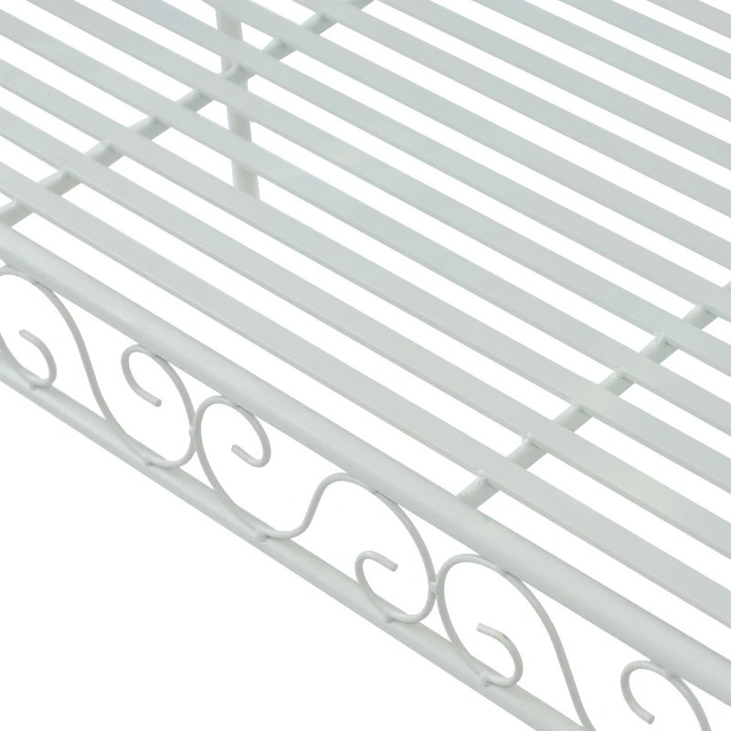 Outsunny Bancă de Exterior cu 2 Locuri, Bancă de Grădină în Stil Romantic din Fier, 113,5x50x96 cm, Alb