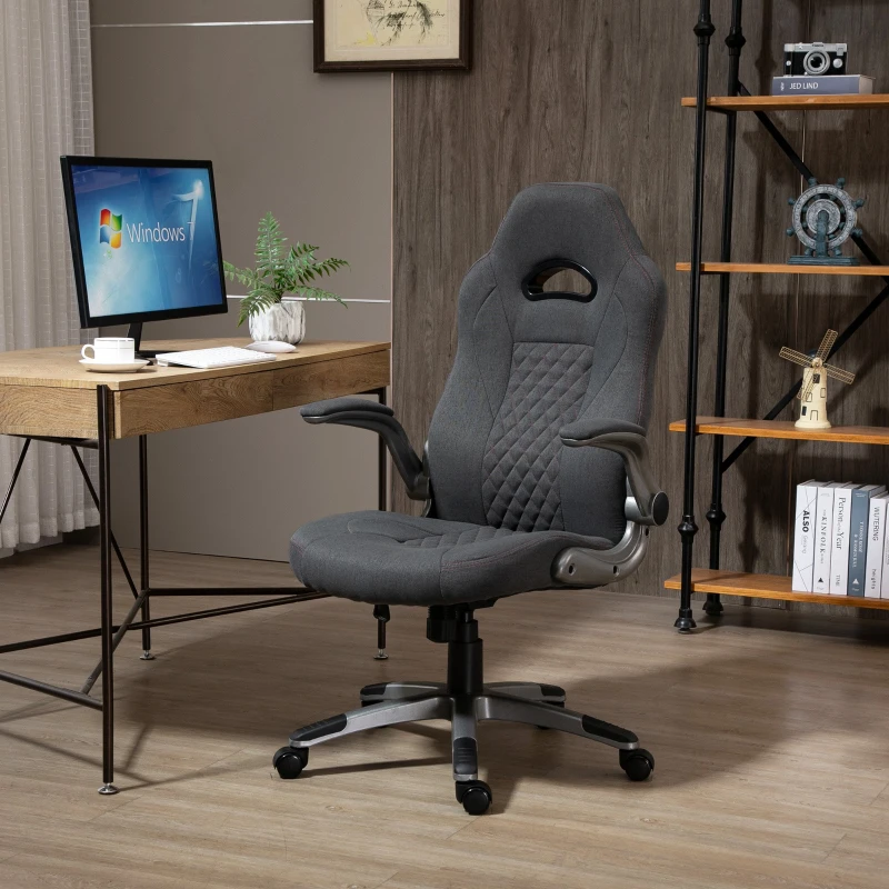 Vinsetto scaun ergonomic de birou si gaming, tapitat textil, gri