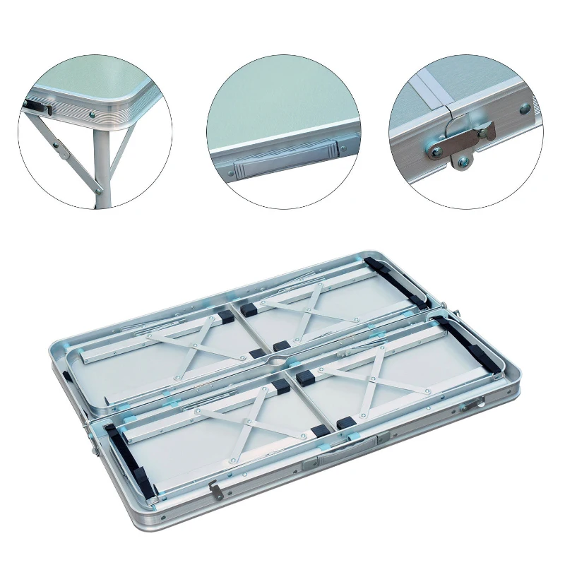 Outsunny Set Masă pentru Camping Grădinăcu 2 Bănci Pliabil Înălțime Reglabilă din Aliaj de Aluminiu Argintiu