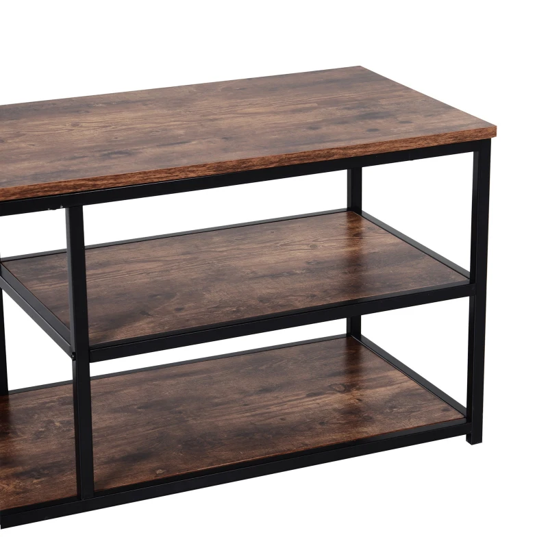 HOMCOM Mobilier TV Modern in Stil Industrial 3 Etajere din Lemn și Metal Maro