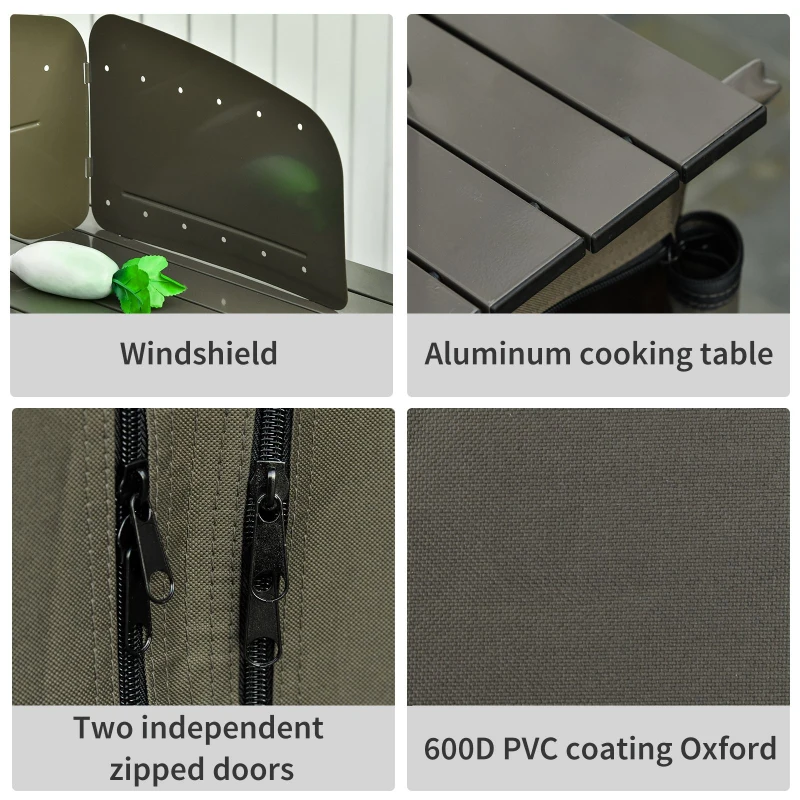 Outsunny Masa de camping tip dulap, Pliabila, Geanta de calatorie, 94x57x109cm, Verde